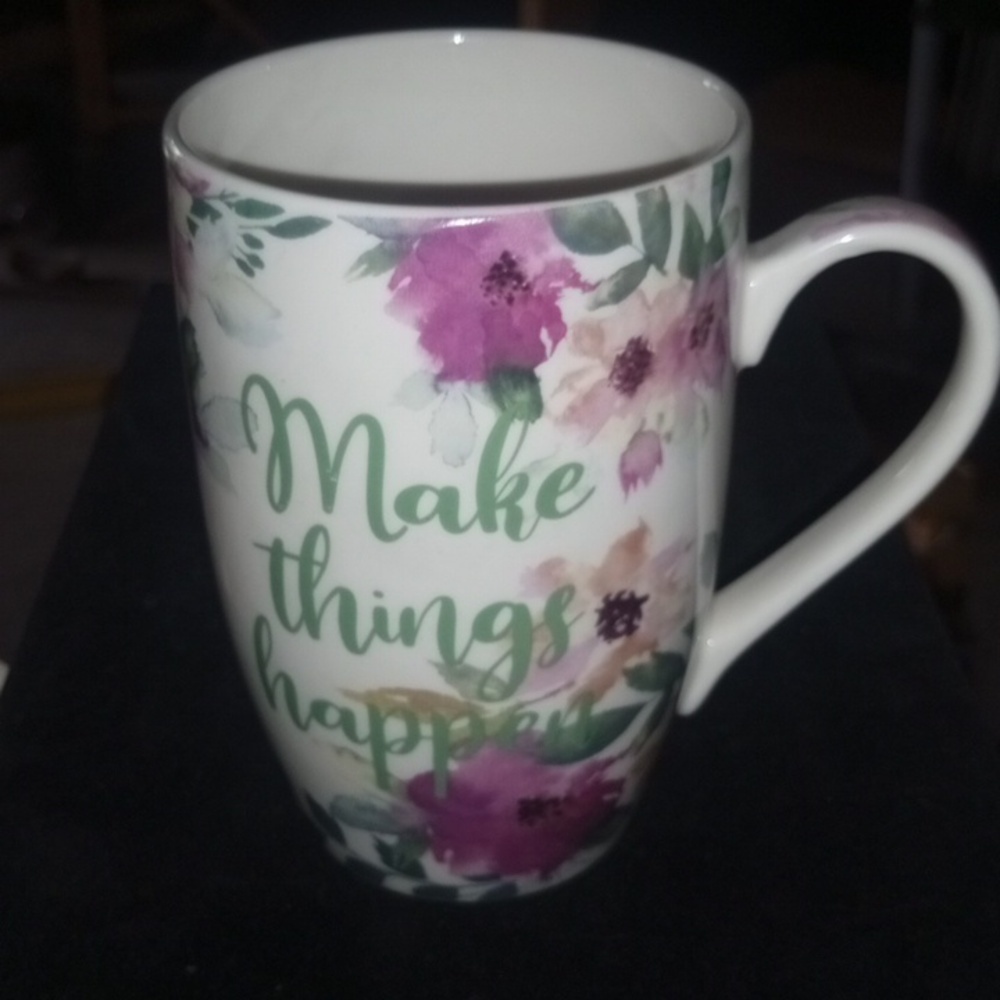 Inspirational Floral Mug - Green and Pink - Picture 1 of 6